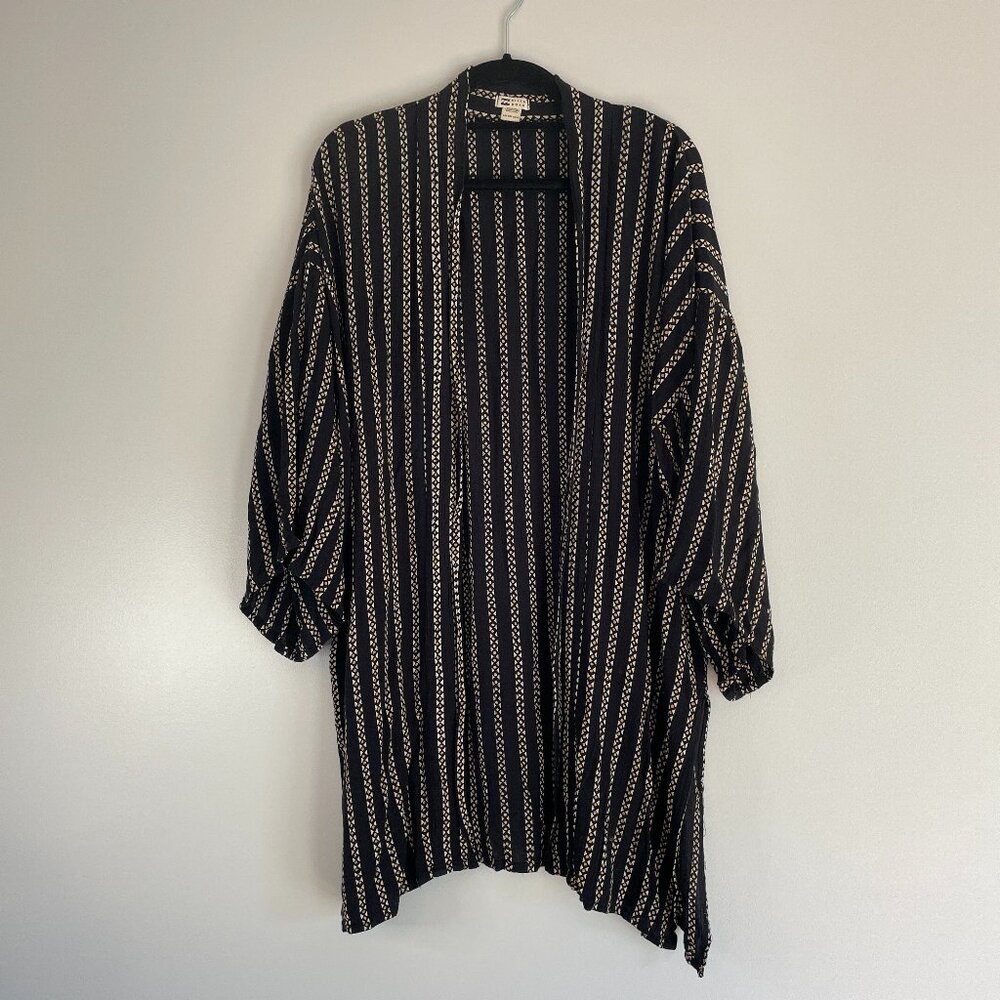 Billabong Boho Black Stripe Swim Cover-Up Open Tunic Women's Small